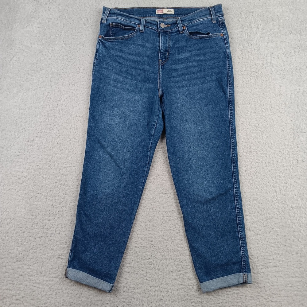 Signature by Levi Strauss Heritage Boyfriend Jeans Women 10 Blue Cuffed S110790